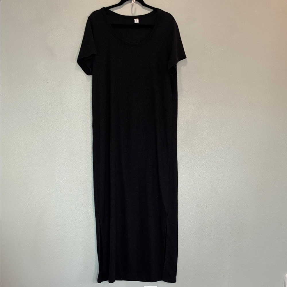 Old Navy Black Maxi Dress XL Tall Short Sleeve Casual Lounge